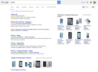 Résultats Google Shopping à droite